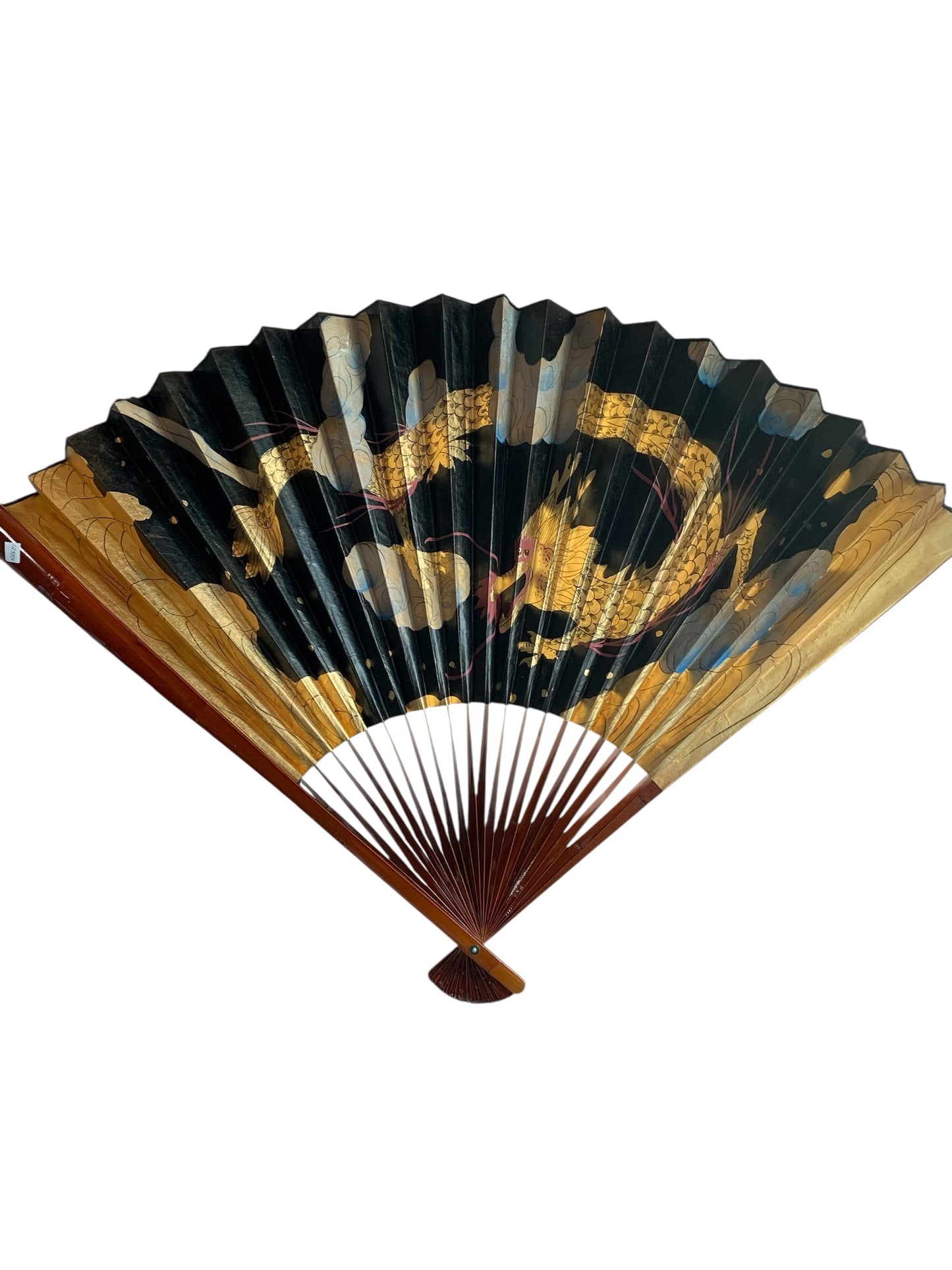 12555 - Hand Painted 65" Wall Fan With Gold Dragon |Box 10|