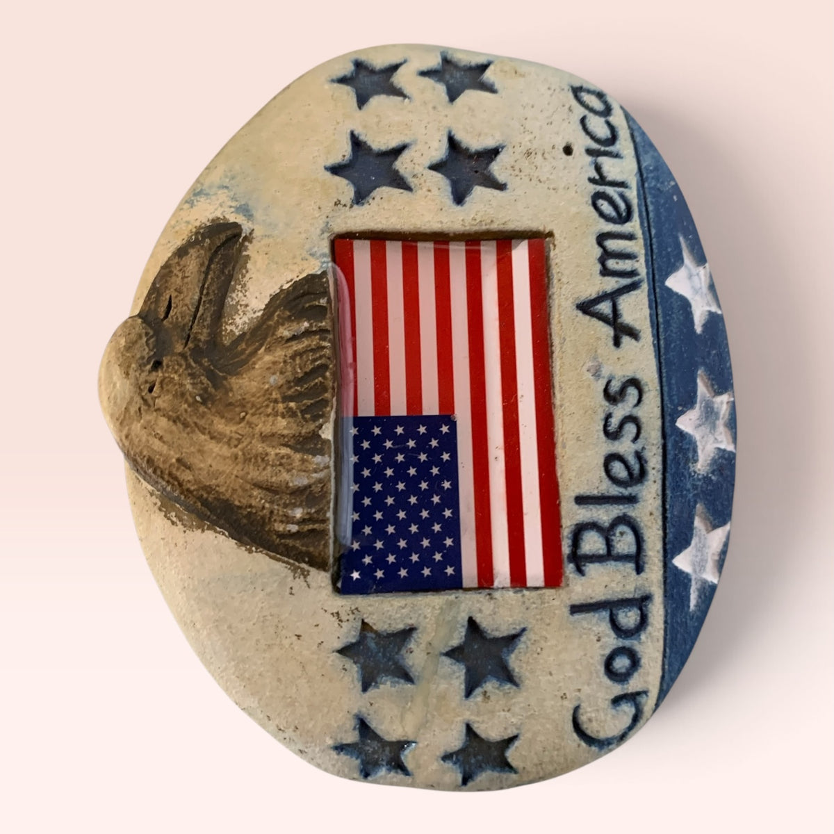 28055 - God Bless American Flag 4" Stone |TBD|