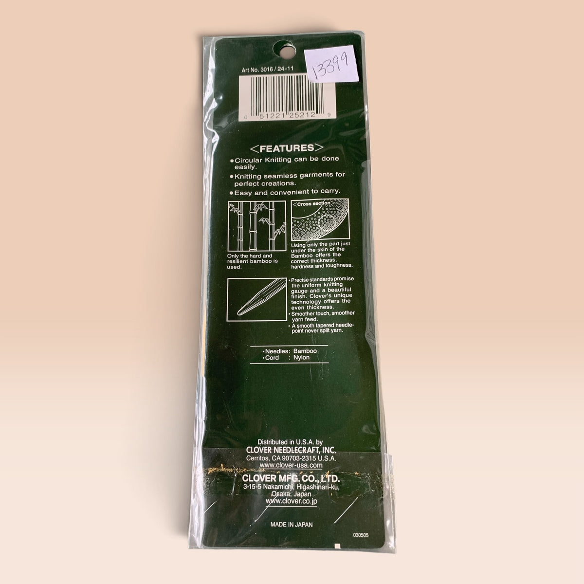 14056 - Clover Takumi Bamboo Circular Knitting Needles 24" US Size 13 |F-15|