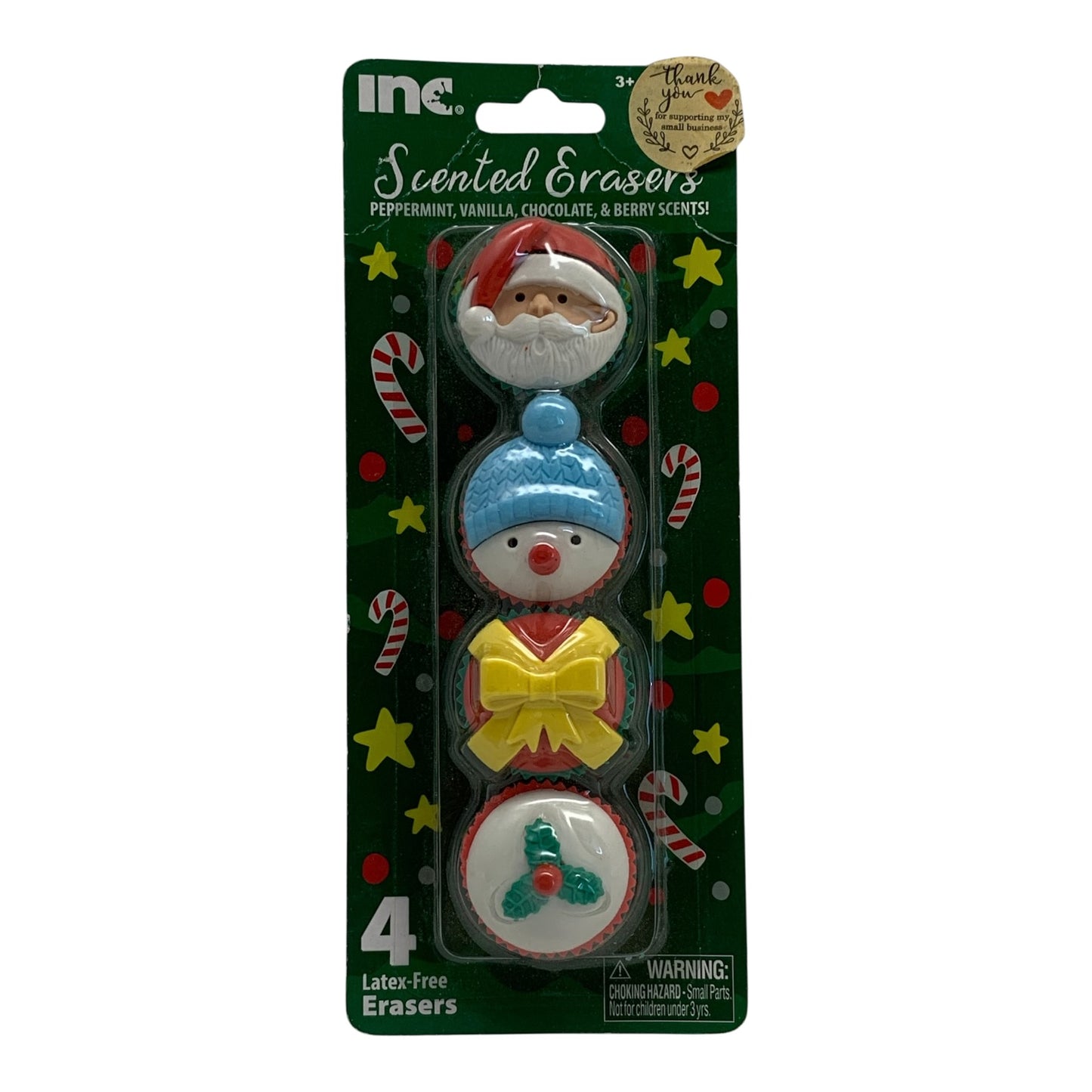 29199 - 1" Christmas Scented Erasers Pack of 4 |2-16|