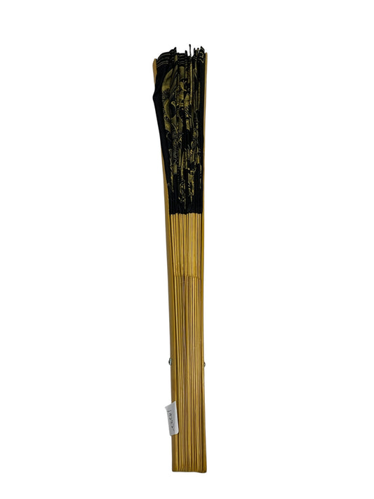 19282 - 40" Hand Painted Fabric Black Wall Fan Gold Dragons |W-24|