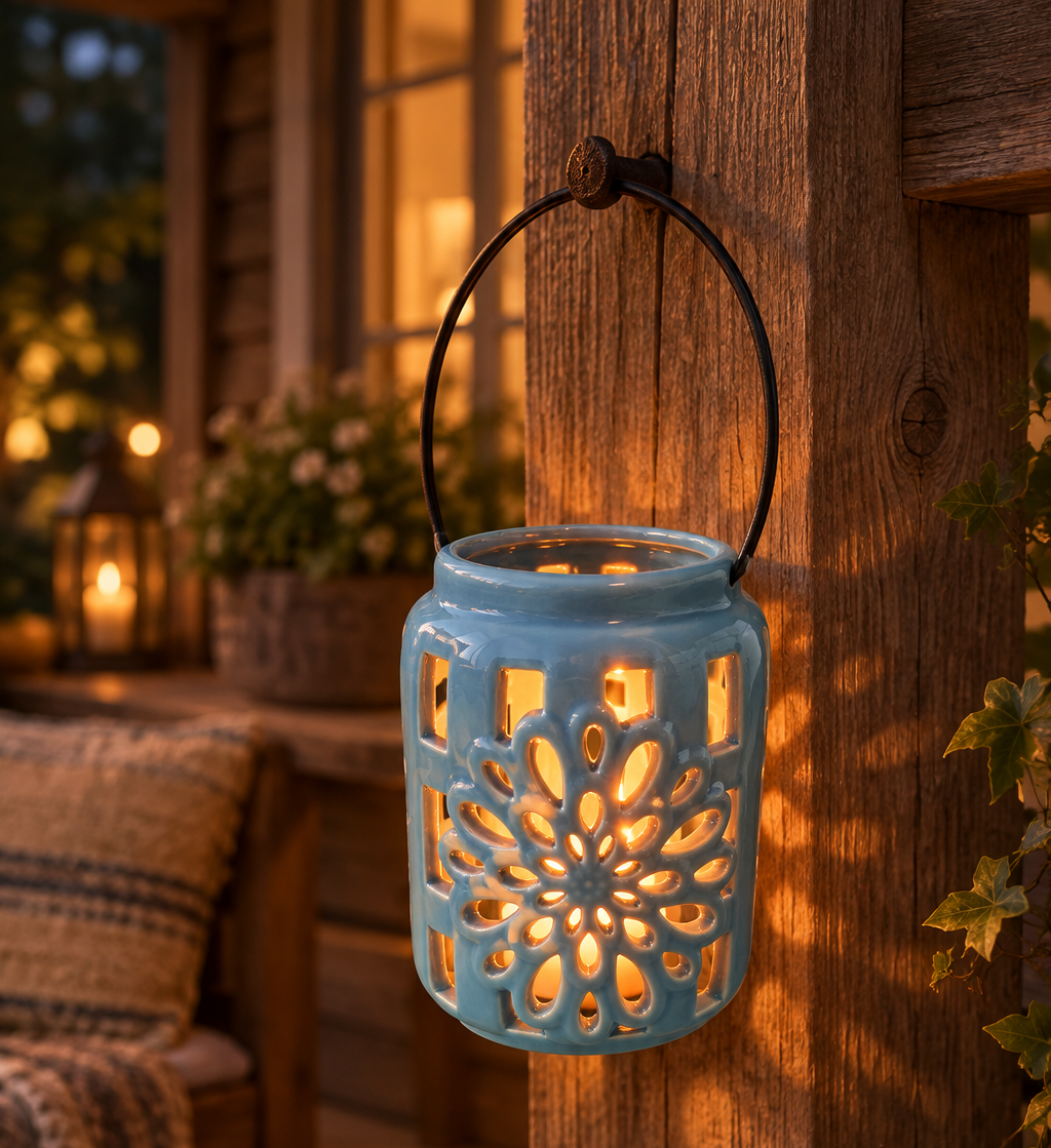 27260 - 6" Light Blue Candle Lantern |3-15|
