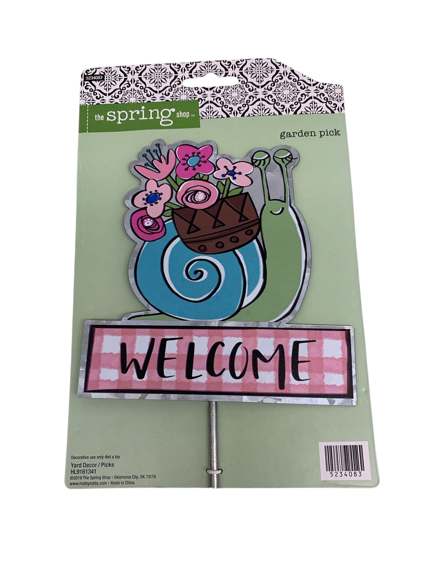 511 - 16" Welcome Snail Metal Plant Stake Whimsical Outdoor Garden Decor |TBD|