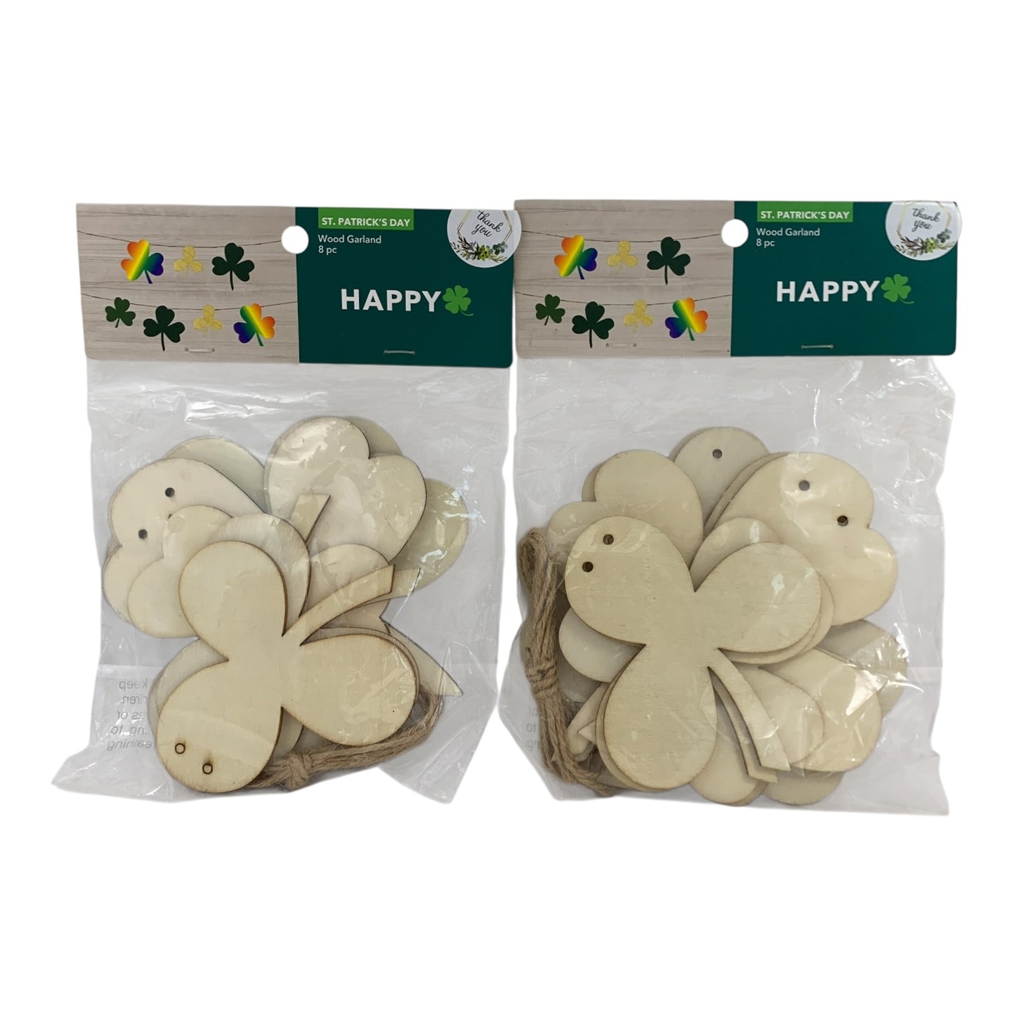 41816 - Set of Two 16-Piece Total Shamrock Garland DIY Wood Set 4" |TBD|