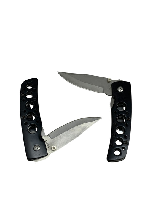 2519 - Black Handle Folding Pocket Knife 3 Inch Stainless Steel Blade |77|
