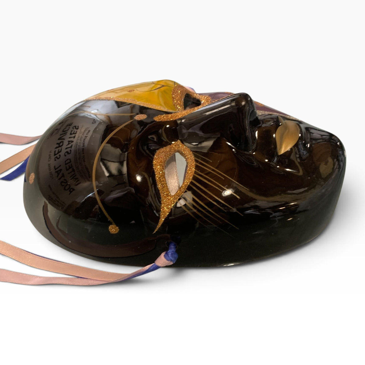 22131 - Earthenware Mask Black Purple 8" |8-F-18|