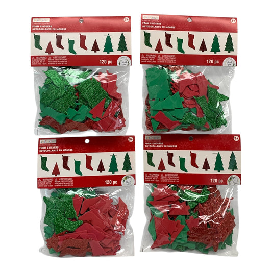 33163 - Set of Four Packs Christmas Foam Stickers 480pc 7" |TBD|