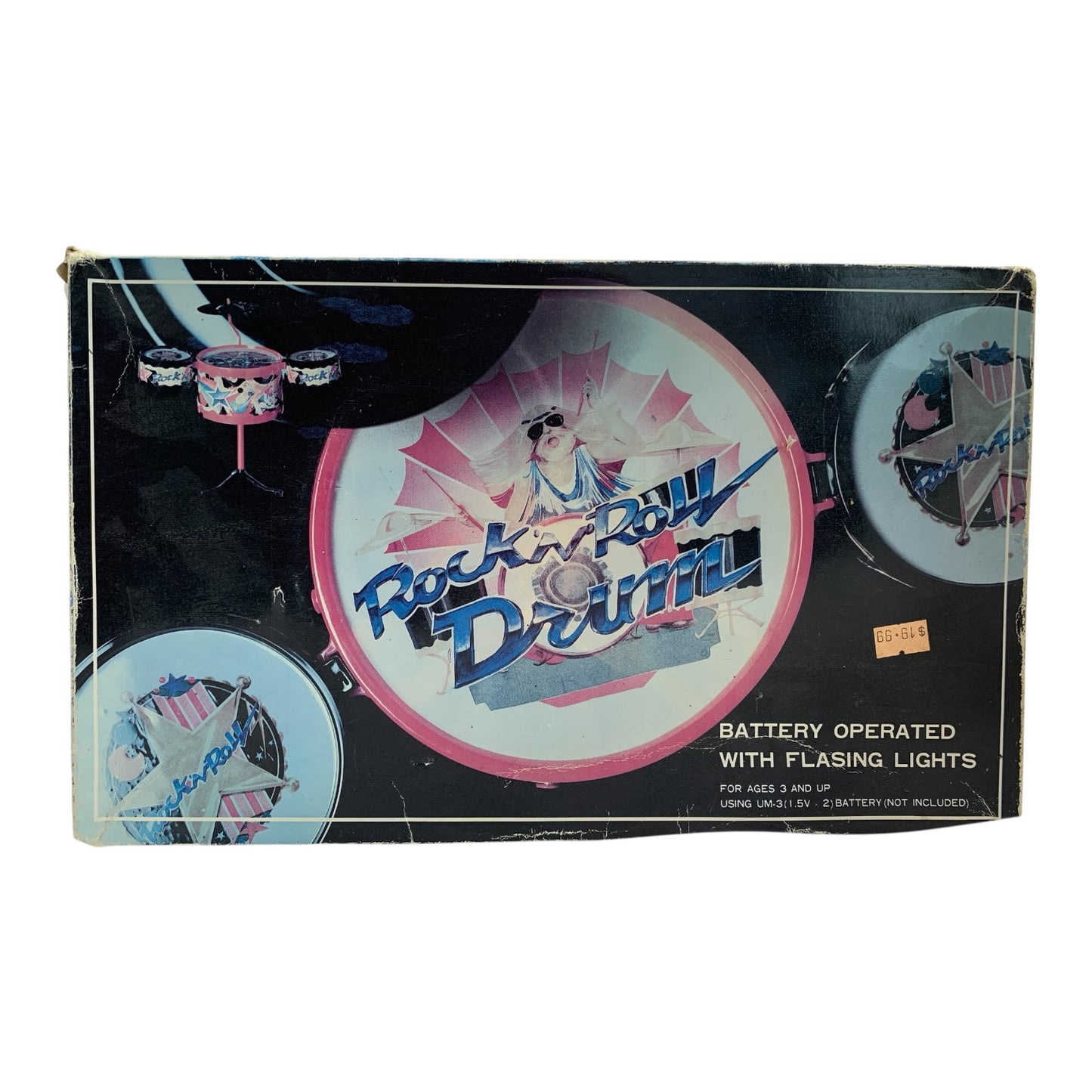 9033 - Rock N Roll Drum Battery Operated Vintage Toy 15" |TBD|