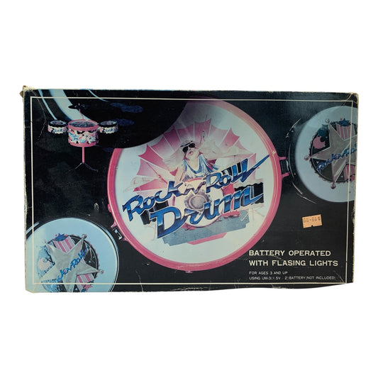 9033 - Rock N Roll Drum Battery Operated Vintage Toy 15" |T-66|