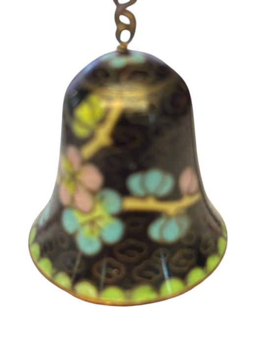 4958 - Set of 2 6" Vintage Chinese Cloisonne Enamel Bell With Wood Carved Bird |22-10|