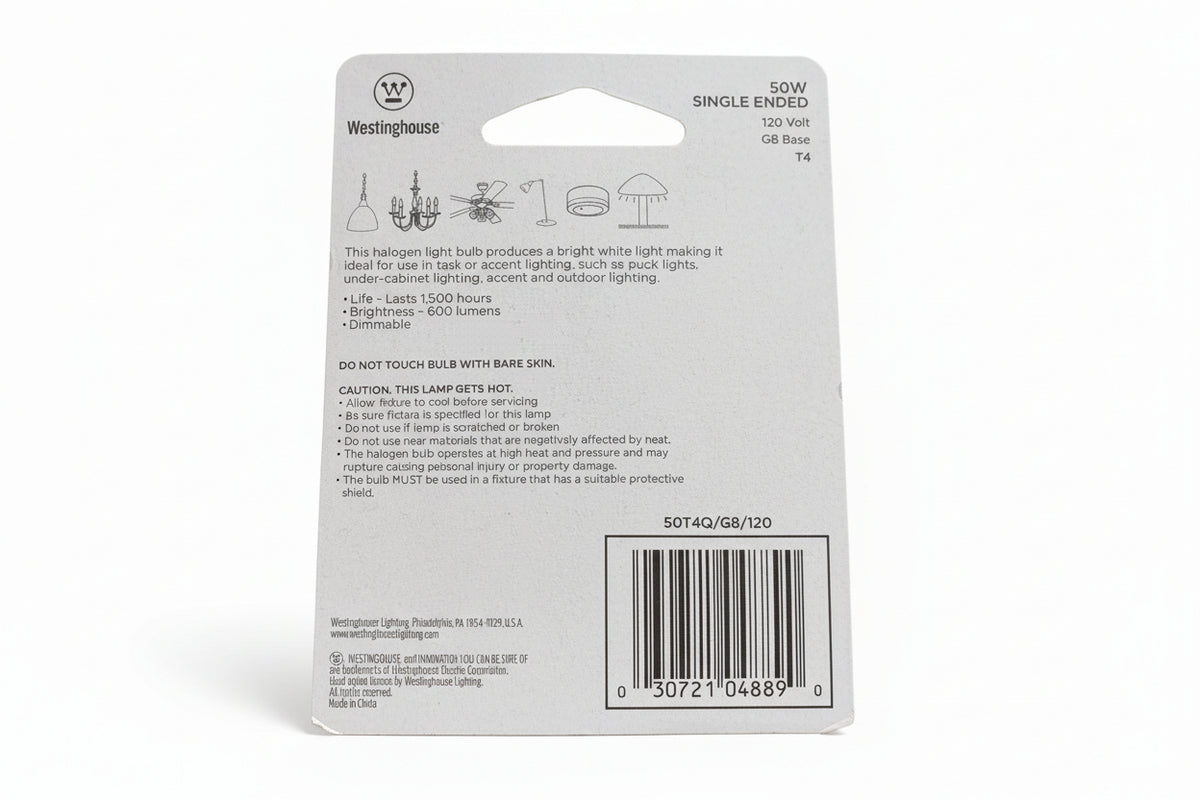 38631 - Set of Five 50W G8 Pin Base Halogen 2" |TBD|