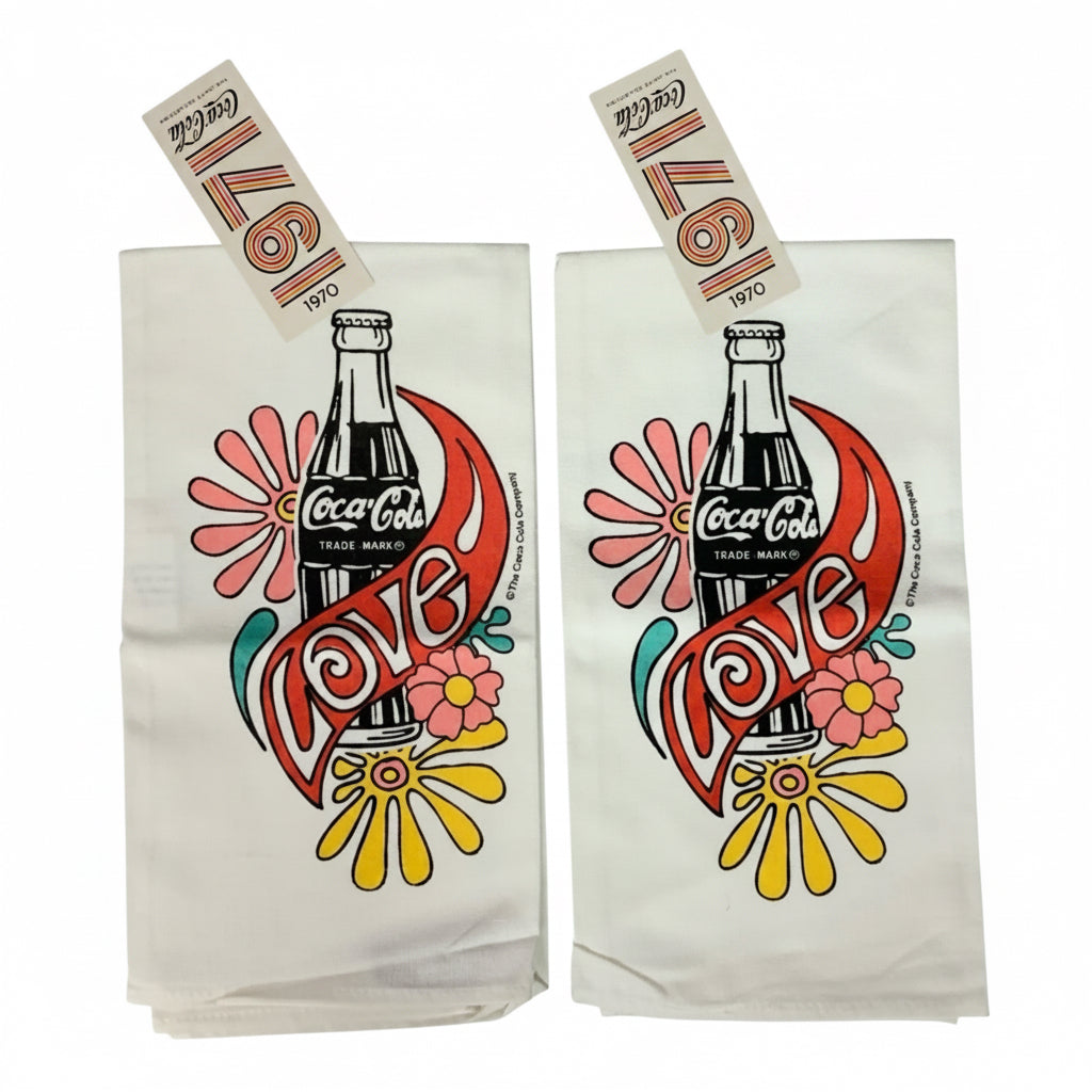48364 - 1971 Coca-Cola Tea Towel "I'd Like to Teach the World to Sing" 24" |22-10|