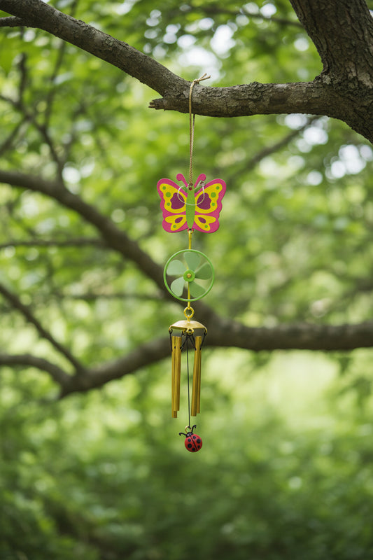 29800 - 12-Inch Metal Butterfly Wind Chime With Windmill |G-4|