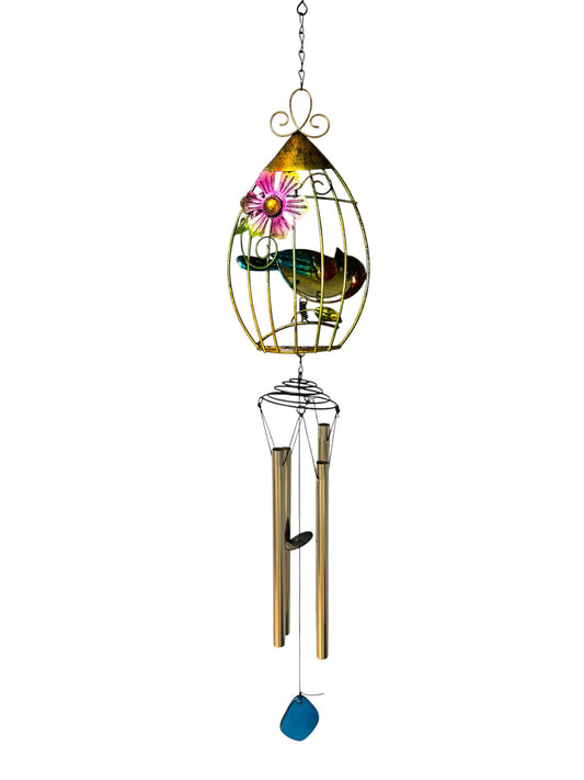 30202 - Caged Bird Metal Windchime 25-Inch |G-7|