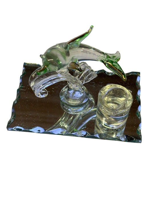 13767 - Buy One Get One Free Green Glass Dolphin 5" |F-17|