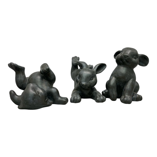 12855 - Decorative Stone Washed Bunnies: Set of 3 Spring Statues (8.5"–10") |11-20|