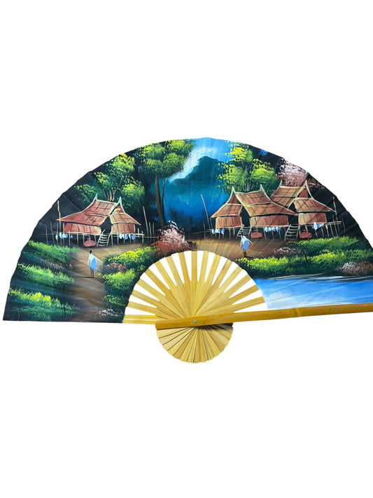 12771 - 40" Fan with Hand Painted Village |W-20|