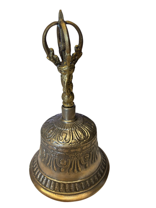 4387 - Tibetan BUDDHISM MEDITATION BRASS Bell 8" - |F-27|