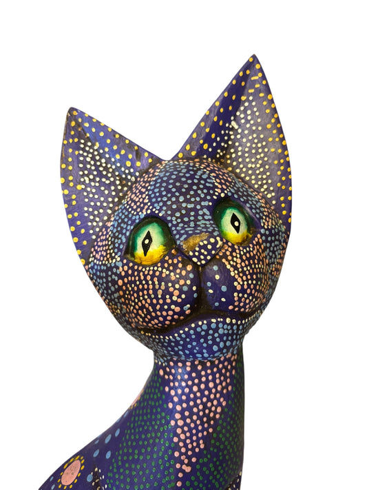 4358 - 24" Purple MOSAIC DOTS OR ALEBRIJE Wood Cat - Spots - |TBD|