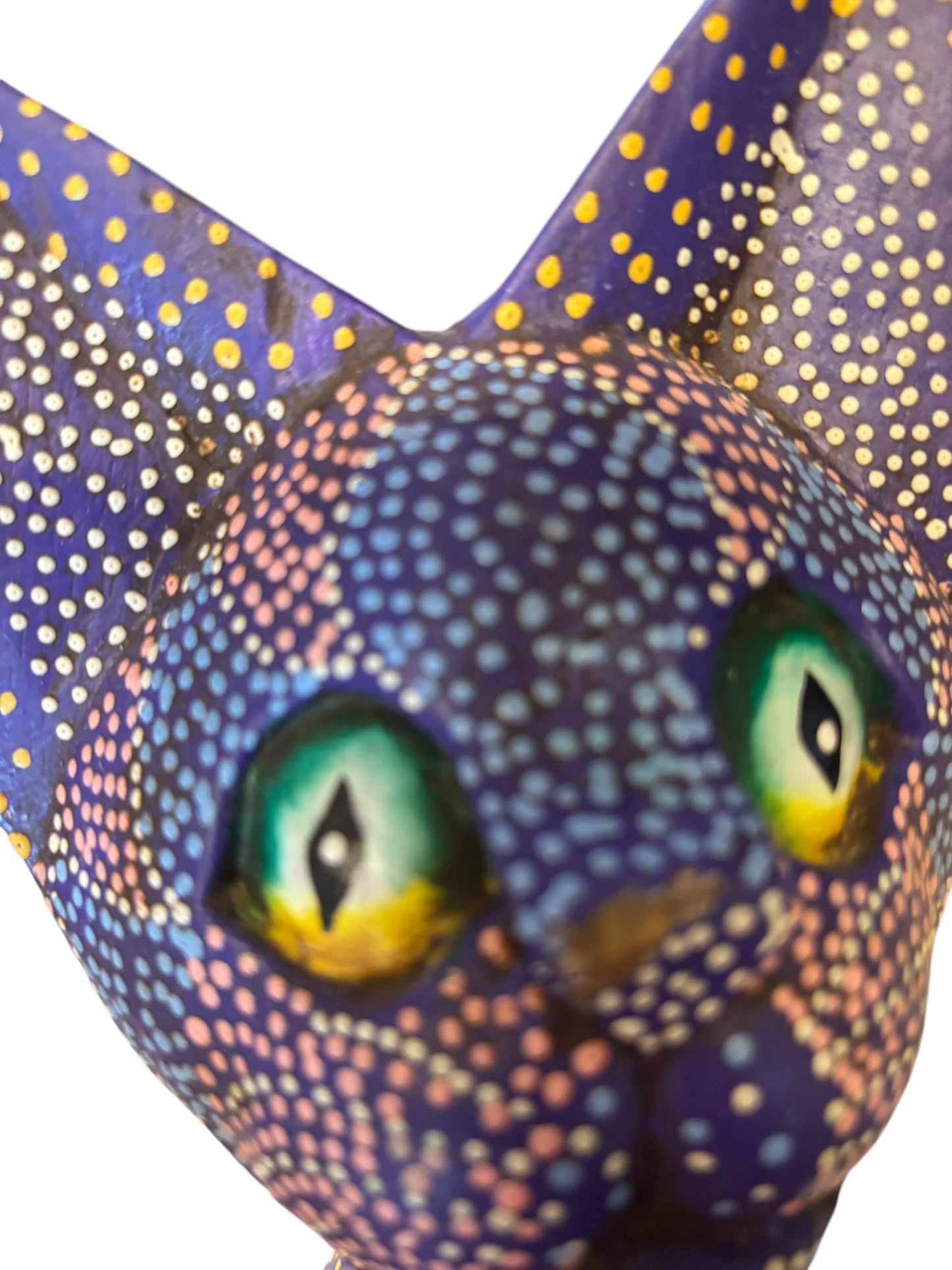4358 - 24" Purple MOSAIC DOTS OR ALEBRIJE Wood Cat - Spots - |TBD|