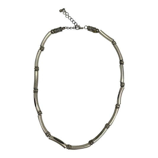 12861 - Industrial Necklace Silver Rib 4" |Clear-206|