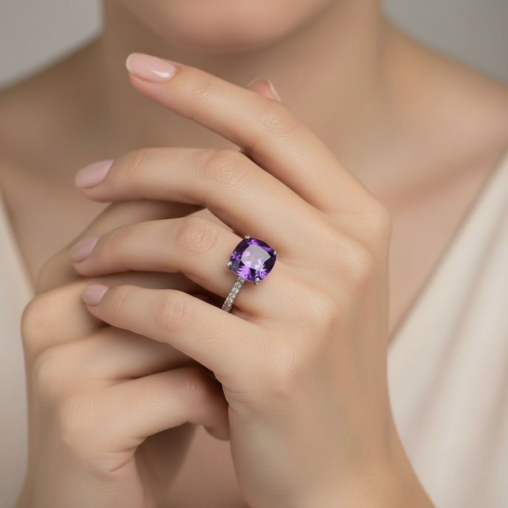 38228 - Silver Ring with Purple Stone 1.5" |TBD| Sent for prep 8/26 CN