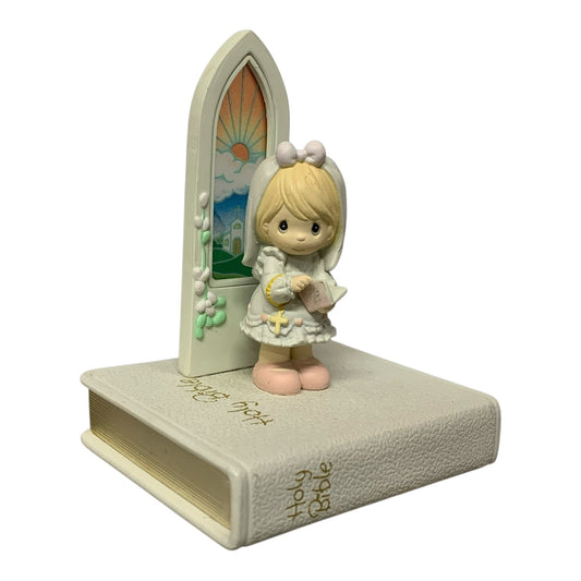 40463 -Precious Moments Girl's First Holy Communion Figurine Holding Bible 3.5 inch |H-26|