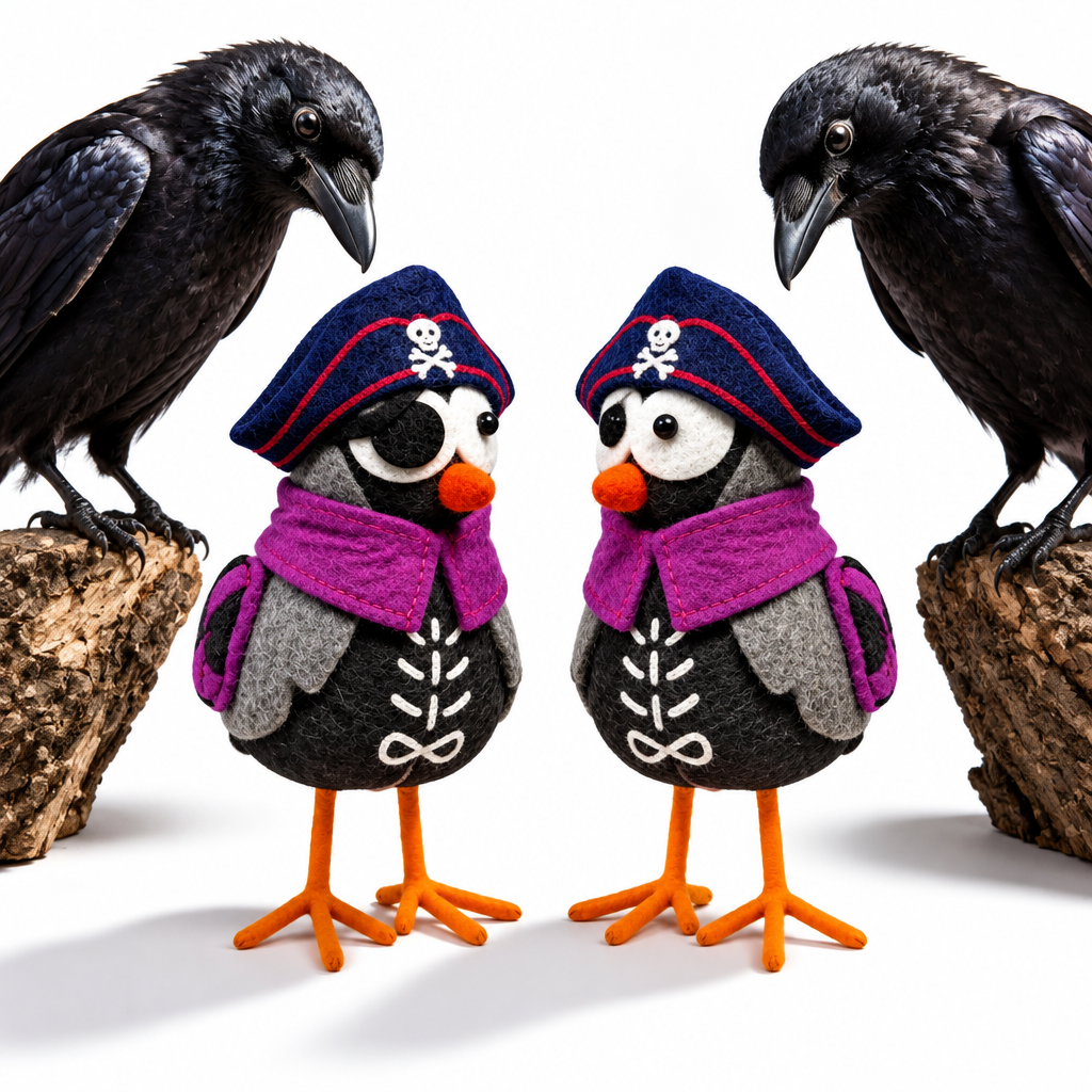 4273 - Set Of Two 7" Pirate Black Bird |1-13|