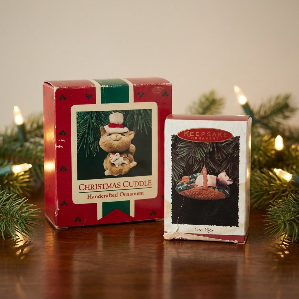 5317 - Set of 2 Merry Kitty Christmas Ornaments |POD 1-66|