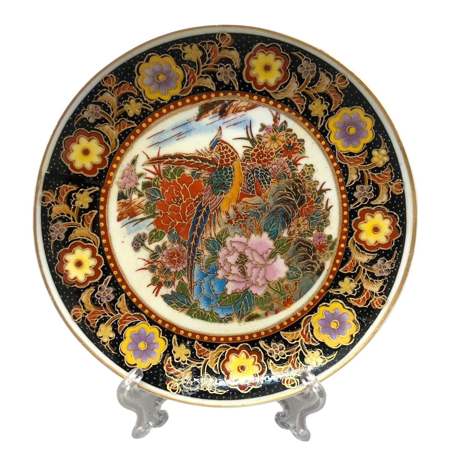 4367 - 6" Plate Asian Pink Flower With Pheasant |17-30|