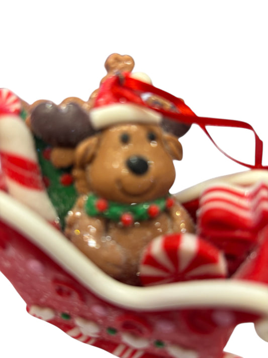 32944 - Dog in Red Sleigh Ornament |Pod 2-61|