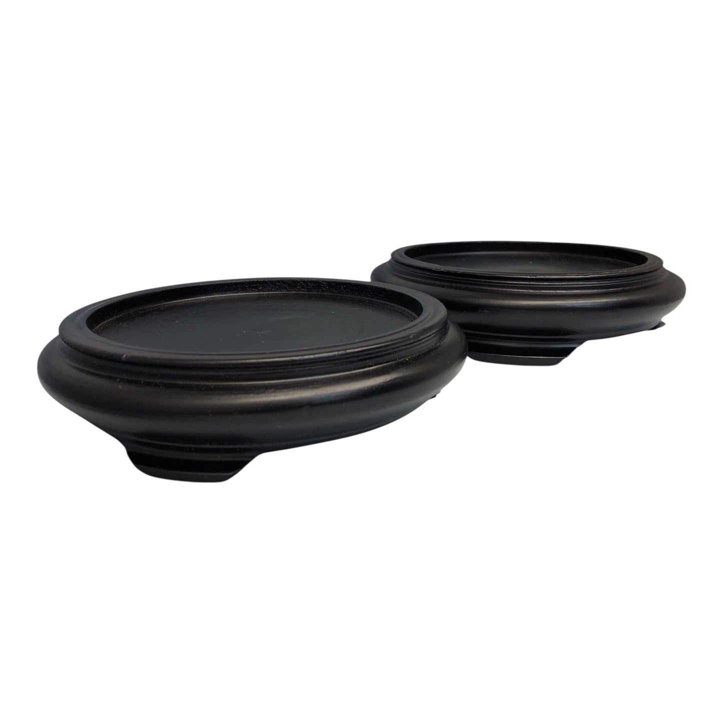 17865 - Set of 2 - 4.5" Black Wood Candle Holder |22-10||Pod 3-32|