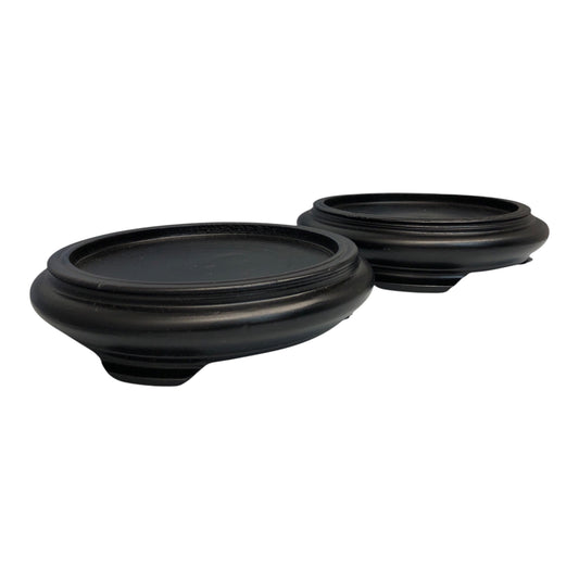 17865 - Set of 2 - 4.5" Black Wood Candle Holder |22-10||Pod 3-32|