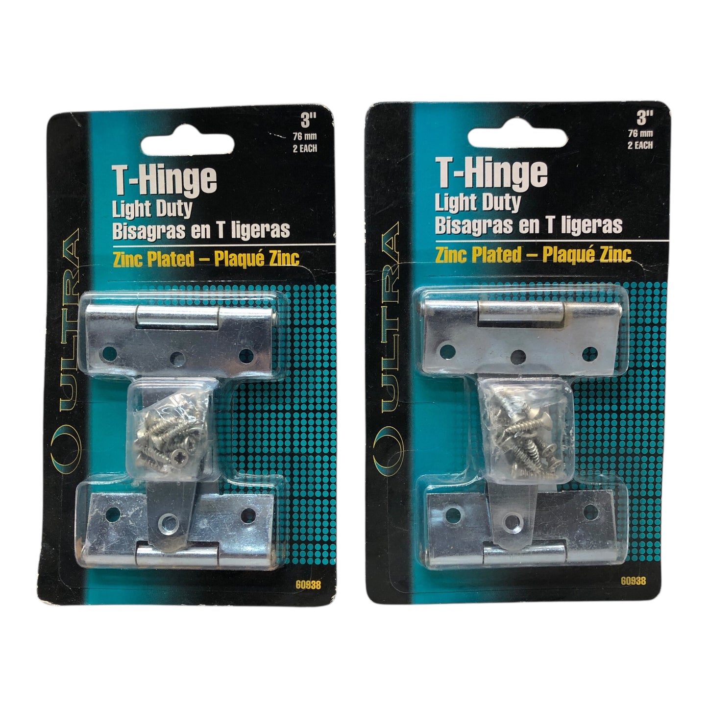 40184 -T-Hinge Light Duty 3" - Two Sets of Two |TBD|