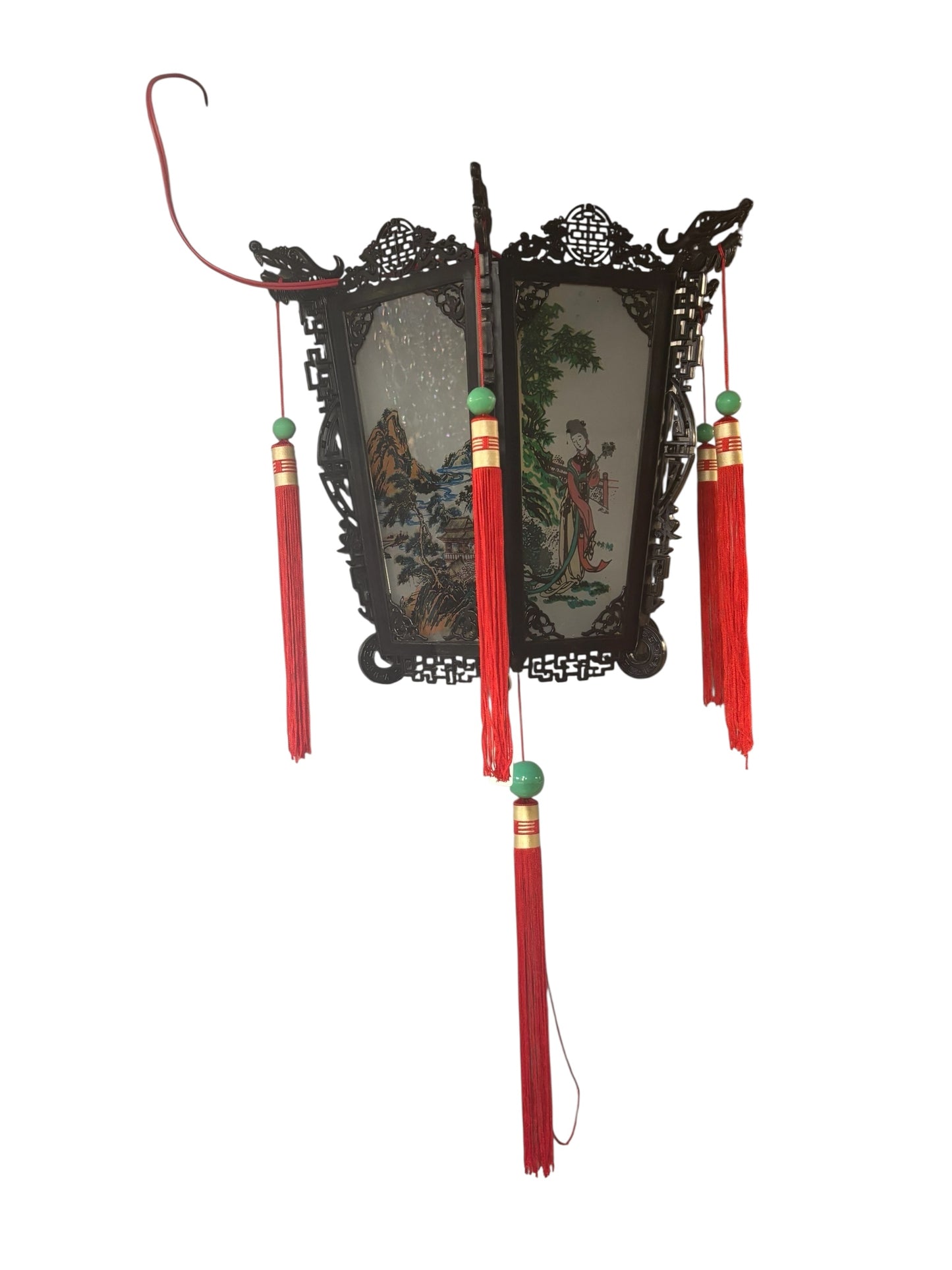 15201 - Wood Palace Lantern Wall Mount Hand Painted 13"x12" |Store| |13-28|
