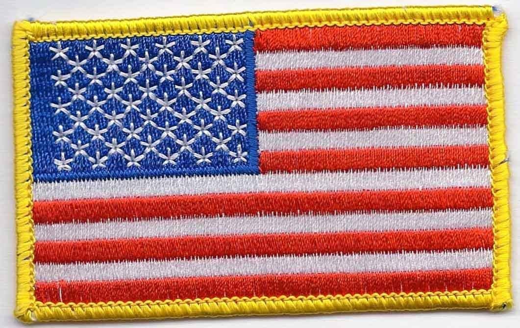 2877 - Gold American Flag Patch - |S-0|