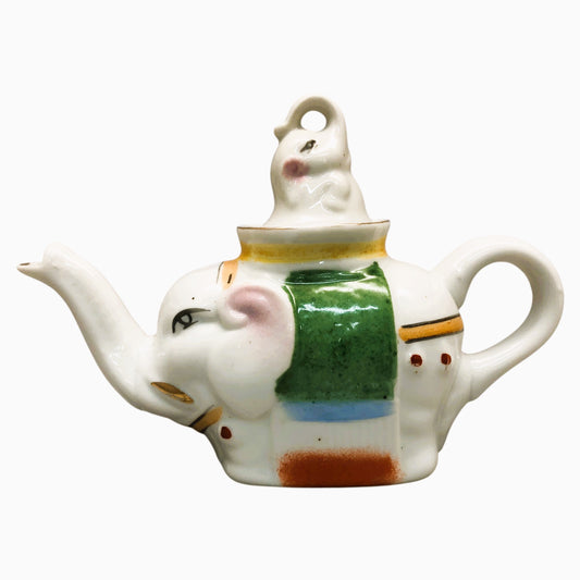 36681 - Vintage Chinese Porcelain Mother Elephant Tea Pot- 3-2 :CS -CHESSMAN