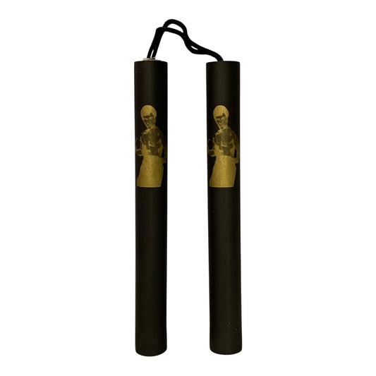 574 - 12" Nunchuck/ Nunchaku Black Foam With Image Of Bruce Lee |86|