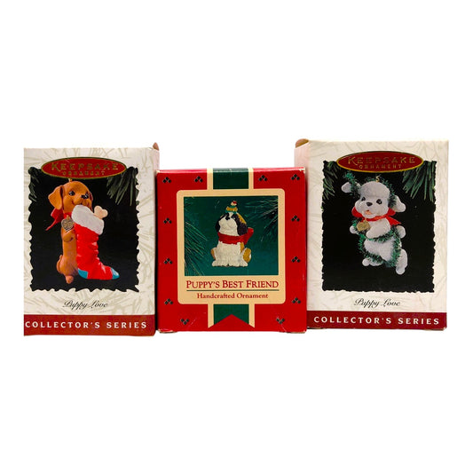 678 - Set of Three Charming Hallmark Keepsake Christmas Ornaments - Puppy Love |Pod 1-66|
