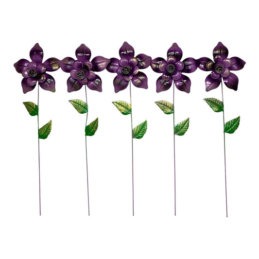 37067 - Set of 7 Purple Metal Daisy 21" Garden Stakes |TBD|