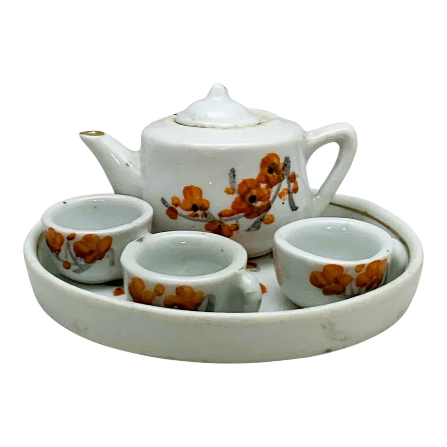 1334 - 4" Tea Set Mini Orange Flowers |21-22|