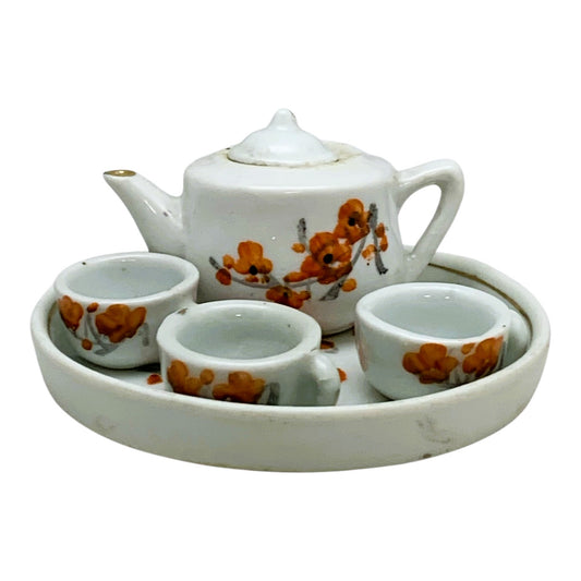 1334 - 4" Tea Set Mini Orange Flowers |21-22|