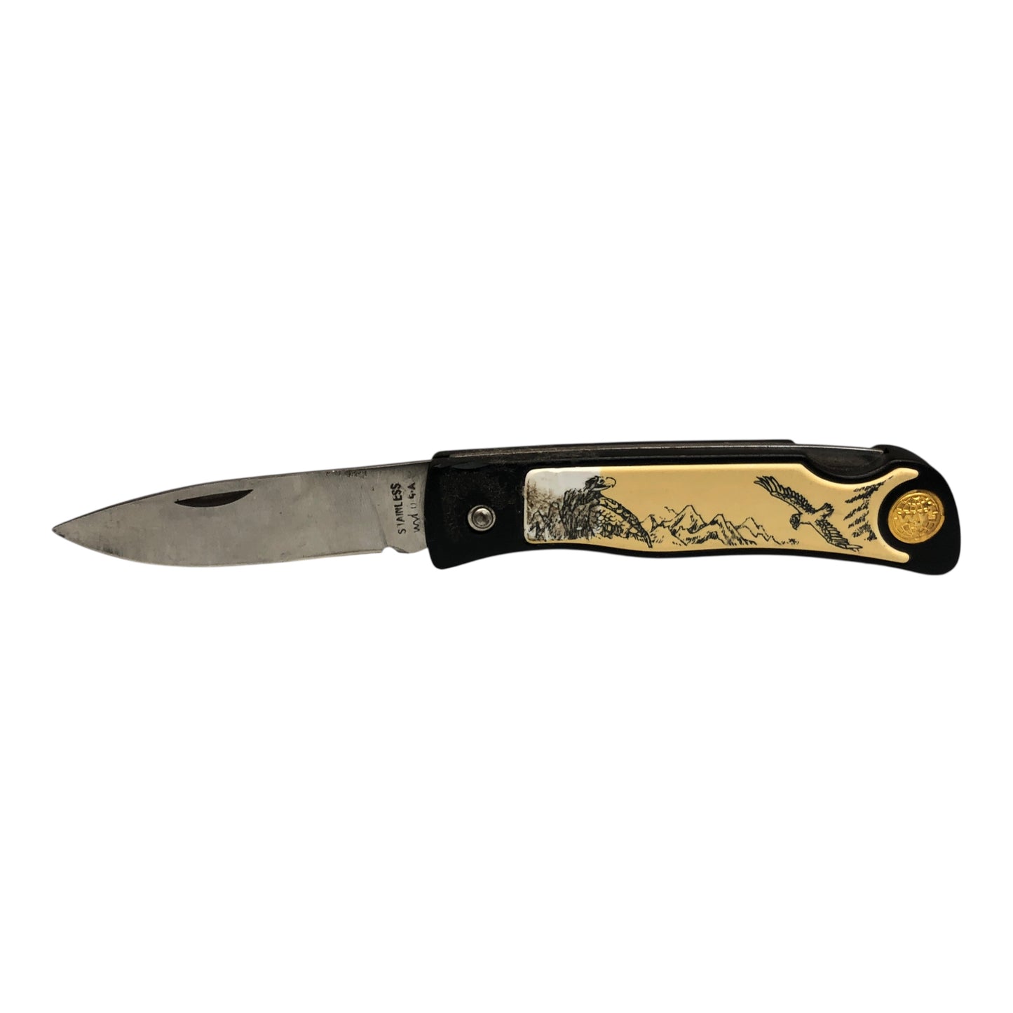 1437 - Eagle Scrimshaw Folding Collectible Knife |Store| |81|