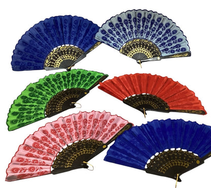 1539 - Set of 6 Asst Colors 10" Fan Velvet Lace Multicolor |10-11|