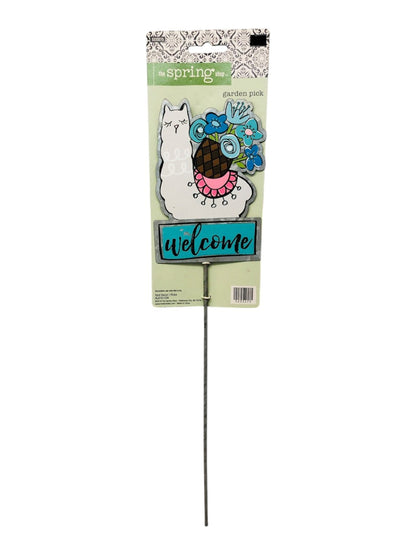 2090 - Welcome Llama 16" Metal Garden Pick |Pod 1-23|