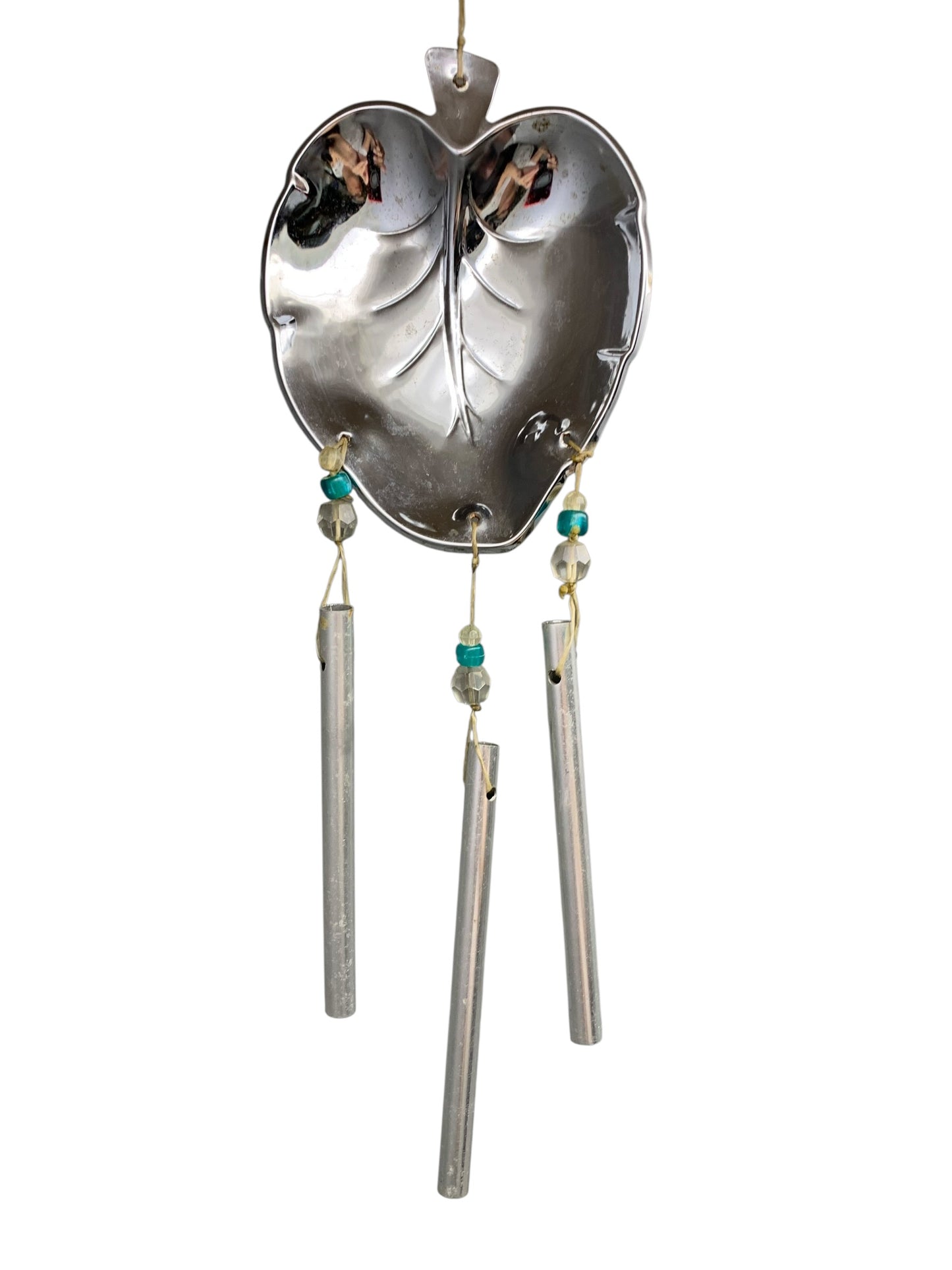 2124 -12.METAL SILVER Leaf Wind Chime - |G-8|