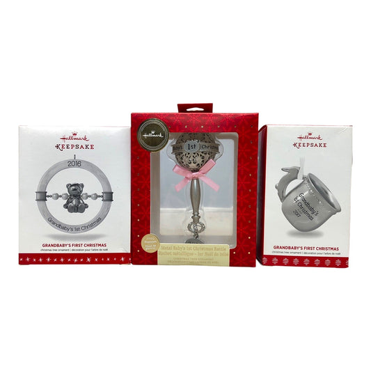 3569 - Set of 3 Hallmark Keepsake Grandbaby's 1st Christmas Holiday Ornaments |Pod 1-66|