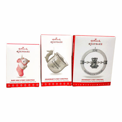 3662 - Set of 3 Hallmark Keepsake Babygirl's 1st Christmas Ornaments |Pod 1-70|