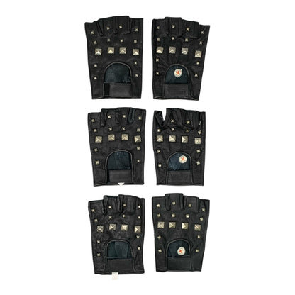 3903 - XL Black Stud Fingerless Gloves |TBD|