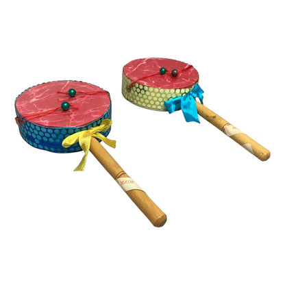 5196 - Set of Two Assorted 8" Drum Rattle Oriental Pink |8-18|